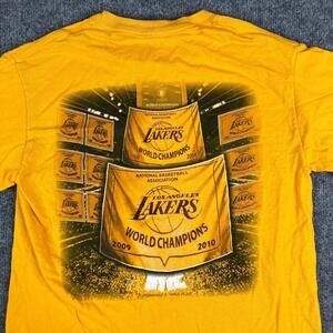 Los Angeles Lakers T-Shirt Mens Small Yellow Nba 2009-2010 Champions Graphic Tee